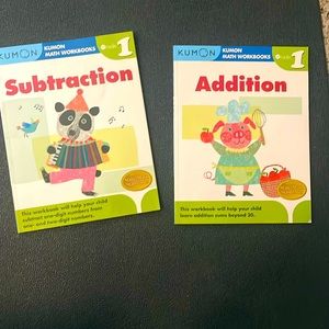 NWT Kumon Math Workbooks Grade 1 Subtraction & Addition Softcover Books